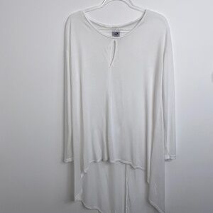 Nesh NYC soft long sleeve White high low tunic Womens Size Large L